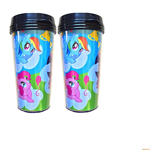 ZAK My Little Pony Children's Travel Tumbler On the Go BPA Free (2 Pack) Insulated Plastic with Insulated Layer Multicolor Modern Cartoon Travel Tumbler