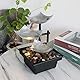 Tuzsocr Zimmerbrunnen 3 Ebenen, Tischbrunnen Wasserfall mit LED Beleuchtung, Moderne Zen Tischdekoration, Meditation & Entspannung, für Haus, Büro, Garten, Wohnzimmer,H 20 cm (Silber)