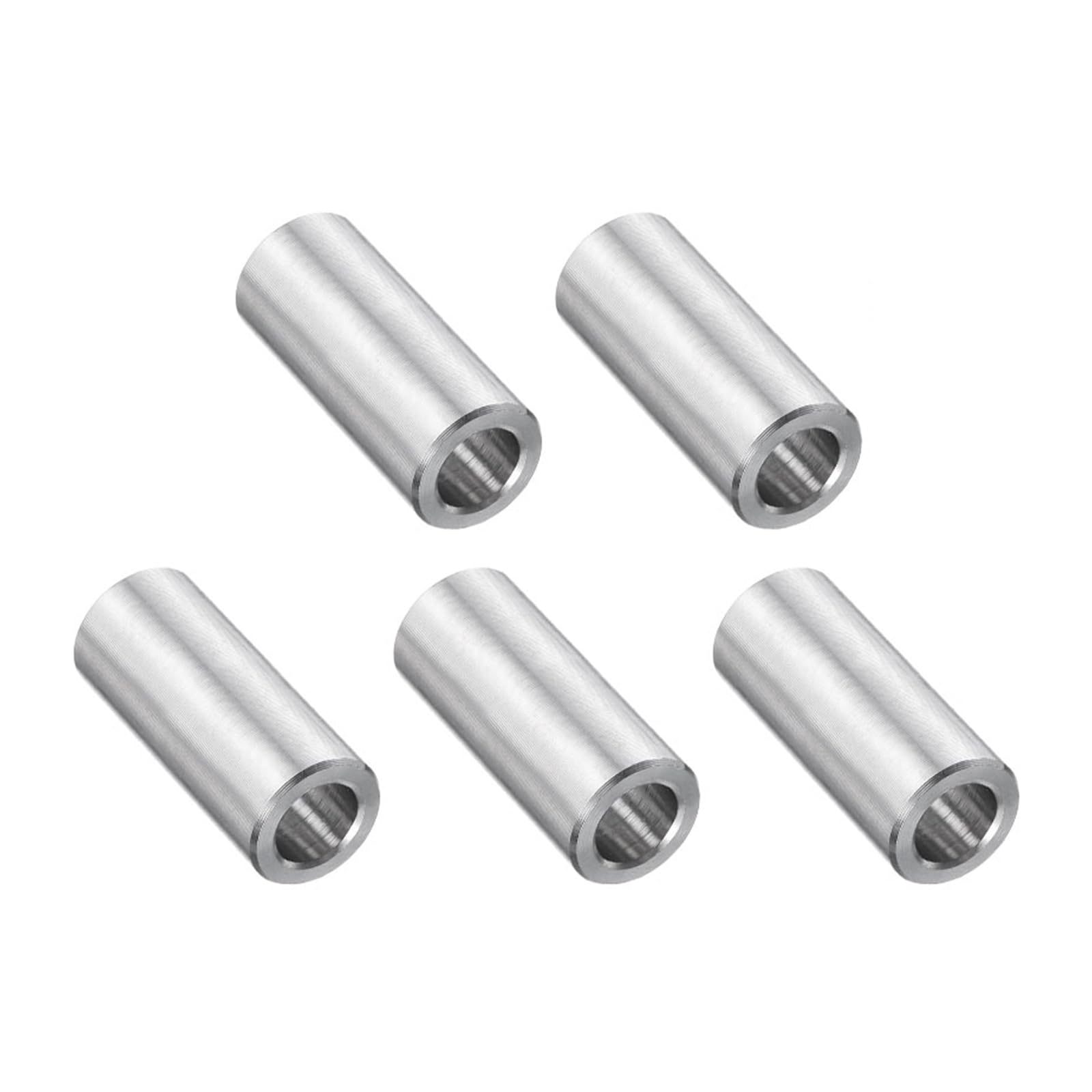 uxcell 5 Pcs Stainless Steel Spacer 5/16" Bore x 1/2" OD x 1" Length Screw Bushing Plain Finish Round Metal Spacer for 5/16" Screws Bolts and Rods