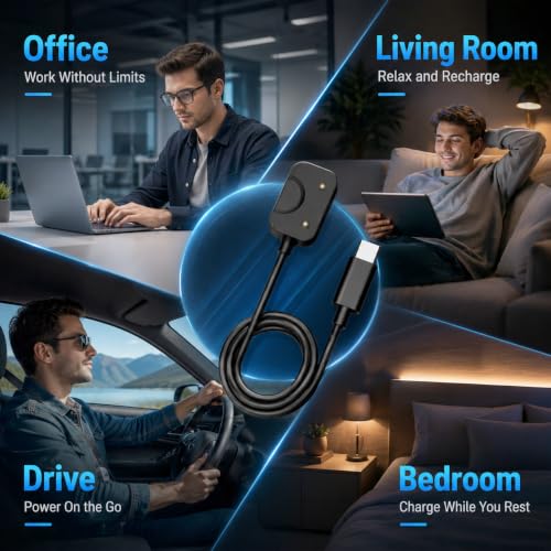 Image of ZORBES 3.3Ft /1M Type C to Samsung Fit 3 Charger (1.6'' Display) | Replacement Galaxy Fit 3 Smart Watch Charger Cable, Dual Pin Magnetic Charging Cable for Samsung Watch (Black)
