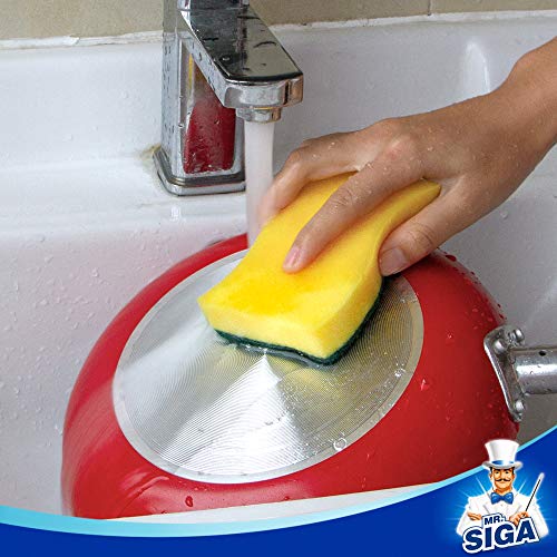 Image of MR.SIGA Heavy Duty Scrub Sponge, Pack of 6, Size:11 x 7 x 3 cm, 4.3 inch x 2.8 inch x 1.2 inch