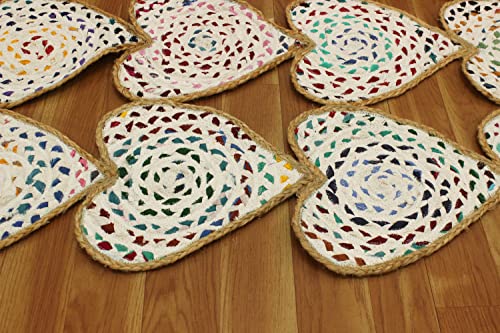 Tapis indien multicolore géométrique en fibre de jute et coton naturel - 7