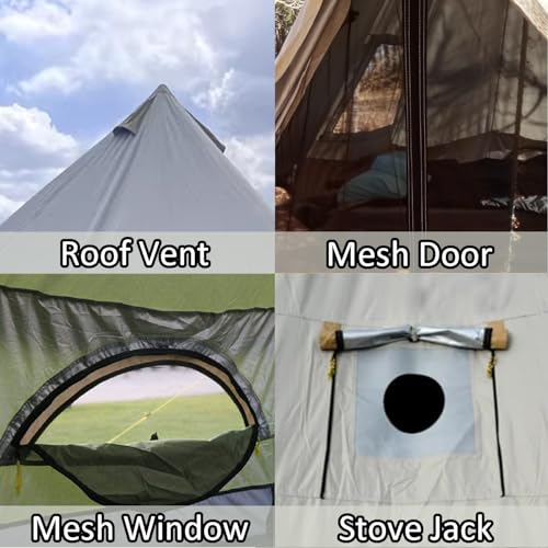 Carpa Bell para Mochileros con Estufa, 4 Personas, 300D Oxford Impermeable miniatura 5