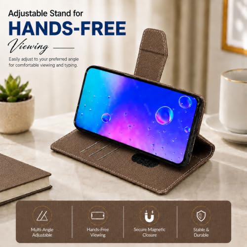 Image of SBMS Flip Cover for Oppo K13 5G Back Cover Case with Magnatic Closure | Inbuilt Stand | Card & Money Pocket (MatBrown)