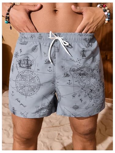 SHENHE Men's Swim Trunks with Compression Liner Graphic Hawaiian Swimming Shorts Bathing Suit4
