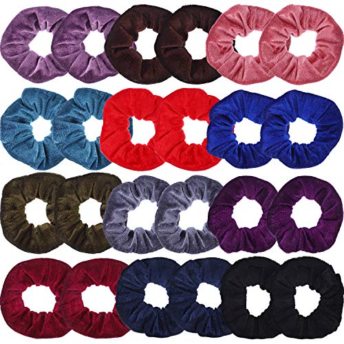 Pangda 24 Pieces Hair Scrunchies Velvet Hair Bands Ropes Elastic Scrunchy Hair Ties for Women's Ponytail and Buns (Assorted Color)