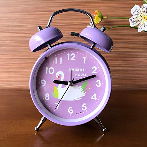 Wecker für Kinder in Kinder-Wecker mit Nachtlicht-Reisewecker Simulation Quartz Mini Schüler Creative (lila) Lernen