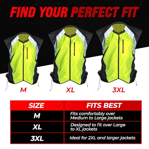 image for Badass Moto Motorcycle Safety Vest. Yellow Motorcycle Reflective Vest 