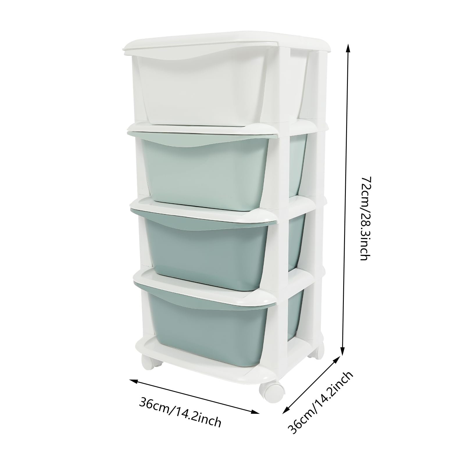 TITIDU 4 Tier Gradient Organizer Storage Box with Wheels Pushable,Kids Storage Unit,Toy Organizer for Kids Bedroom Living Room for Boys Girls Toddlers,Gradient Green