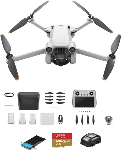 DJI Mini 3 Pro Drone con control remoto RC paquete con kit Fly More tarjeta de memoria de 128 GB luz estroboscópica anticolisión almohadilla de