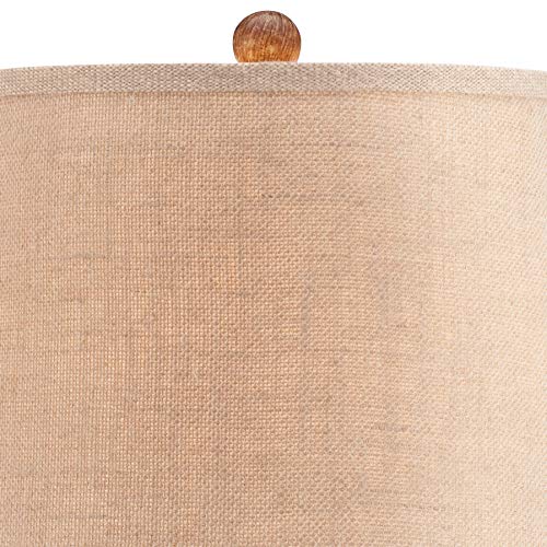 360 Lighting Modern Coastal Nautical Table Lamp 27" Tall Clear Glass Natural Rope Net Burlap Brown Fabric Drum Shade Decor for Bedroom Living Room House Home Bedside Nightstand Office Family - Image 4