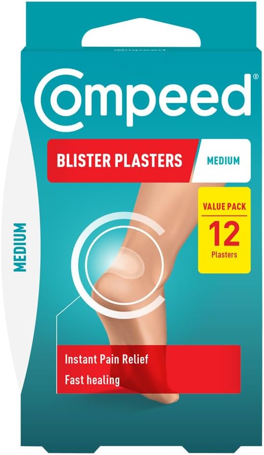 Medium Size Blister Plasters, 12 Hydrocolloid Plasters, Foot Treatment, Heal Fast, 100% Plastic Free Carton Pack,12 Count (Pack of 1)