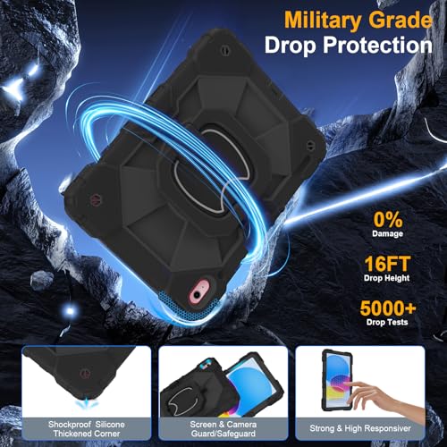 Image of Case for iPad (A16) 11th Generation 11 Inch 2025, Ubearkk for iPad 10th Generation 10.9 inch 2022 case with Screen Protector 360 Degree Rotating Stand Shoulder Strap Pencil Holder, Black