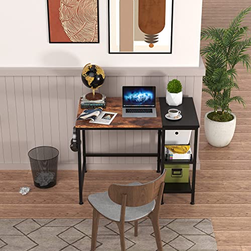 HOMIDEC Office Desk, Computer Desk With Bookshelf, 100 x 50 x 75 cm Study Writing PC Desk for Home Working with Storage Shelves, Desks & Workstations for Home Office Bedroom - Image 5