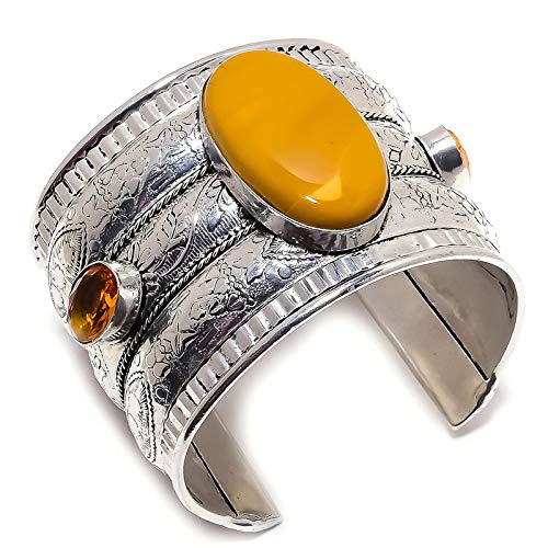 Bracelet oeil de tigre jaune manchette ajustable pour un style bohème chic