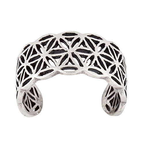 Silverly Anillo Mujeres en Plata de Ley 925 Banda Gruesa Sagrada Flor Vida Geométrica Ajustable Silverly Anillo Mujeres en Plata de Ley 925 Banda Gruesa Sagrada Flor Vida Geométrica Ajustable