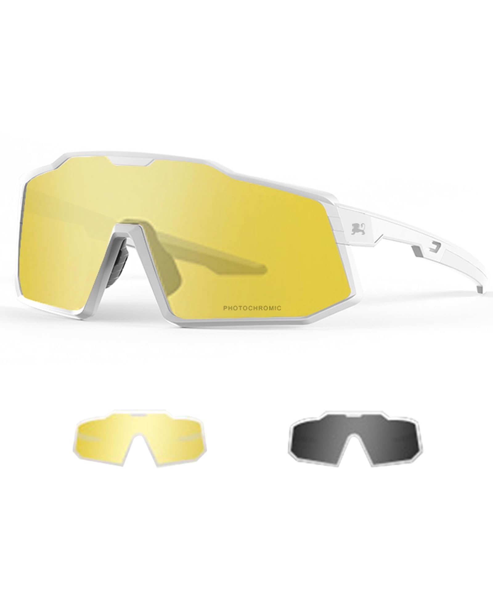 [LECAGE] 暗視+変色調光スポーツサングラス夜間増光 スポーツサイクリングゴーグル 昼夜兼用 UV400保護 調光レンズ 野球 夜間 運転 登山、ゴルフ用に設計されている (白いカード色)