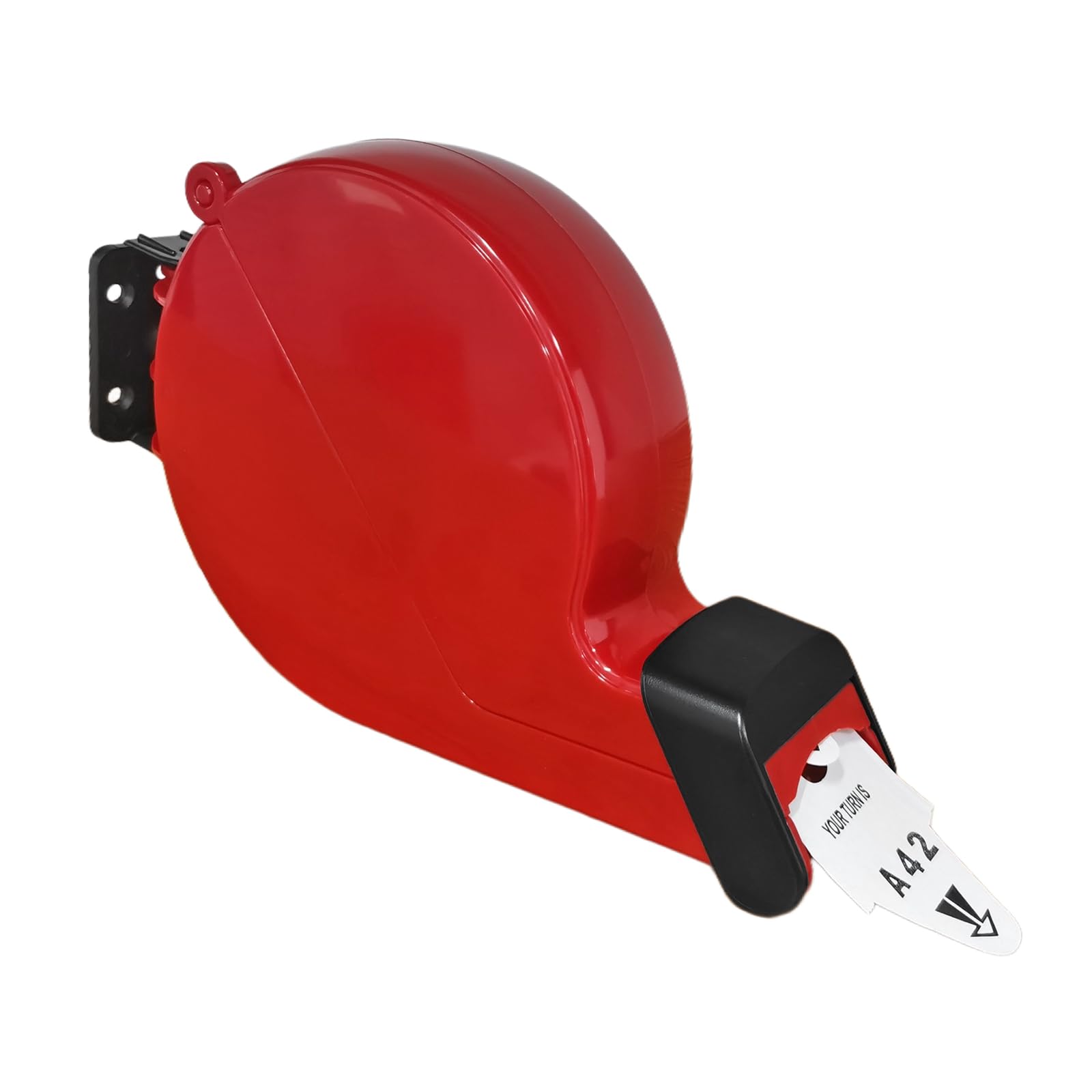 Red Ticket Dispenser Your Turn Take a Number System Turn-O-Matic Machine with 3000 Tickets per Roll 6 Groups 2-Digit Queue Number from A01-E99 White