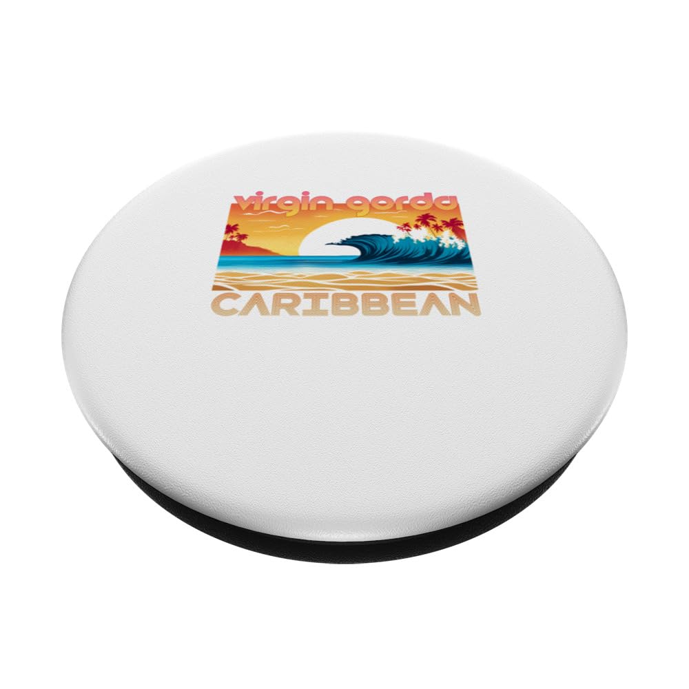 Virgin Gorda Retro Vintage Souvenir Apparel - Virgin Gorda PopSockets Swappable PopGrip, Black - Image 2
