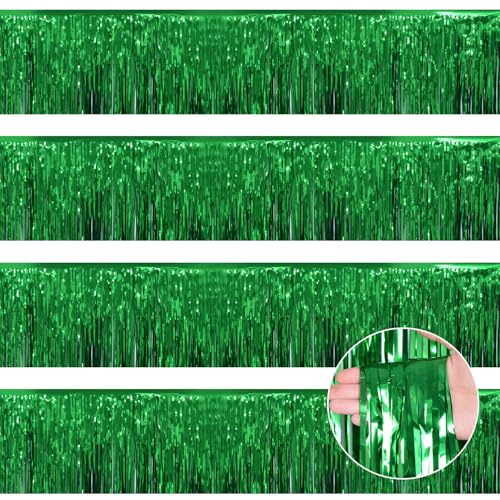 Yukl Green Party Decorations 48Ft - St. Patrick'S Day Decorations - Birthday Party Streamers - Green Christmas Decorations - Classroom Tinsel Garland - Parade Float Supplies