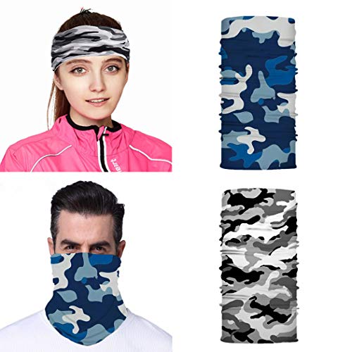 Preisvergleich Produktbild Flrora Sport Elastic Printed Tarnhalsmanschette Sommer Atmungsaktive Gesichtsbedeckung Sonnenschutz Staubdichter Outdoor-Gesichtsschal Nahtloser Reithalsschal für Frauen (2PCS)