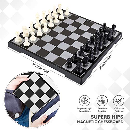 Peradix Magnetic Folding Chess Set, 3 in 1 with 3 Storage Bags, Staunton Magnet Chess Checkers Backgammon Travel Chess Board Game, Portable Travel Size, Educational Learning Toys for Teens and Adults - Thumbnail 3