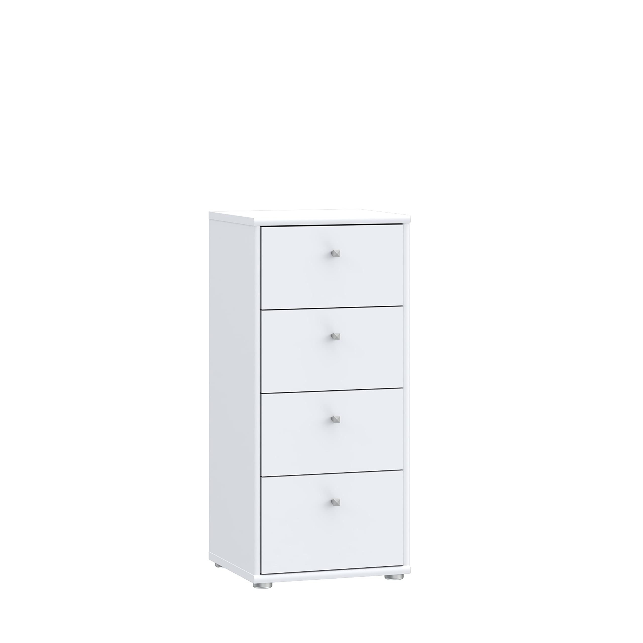 Forte Tempra 2 Kommode 4 Schubladen, Holzwerkstoff, weiß, Bx H xT: 38,6 x 85,5 x 34,8 cm