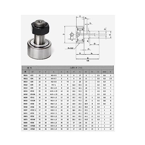 2pcs KR52/CF20 Cam Linear Bearings with Shaft 20x52x24mm Rod End Joint Bearing Bolt Roller Needle Bearings Engine Parts