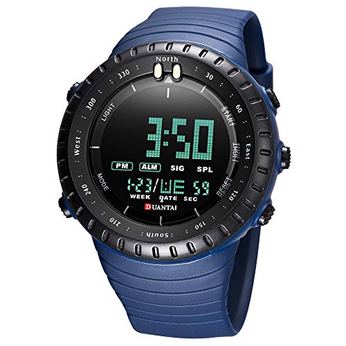 SAILINE - Reloj de Pulsera Digital para Hombre, con Carcasa de plástico, electrónico, Resistente al Agua, LED, Deportivo, multifunción (Blue)