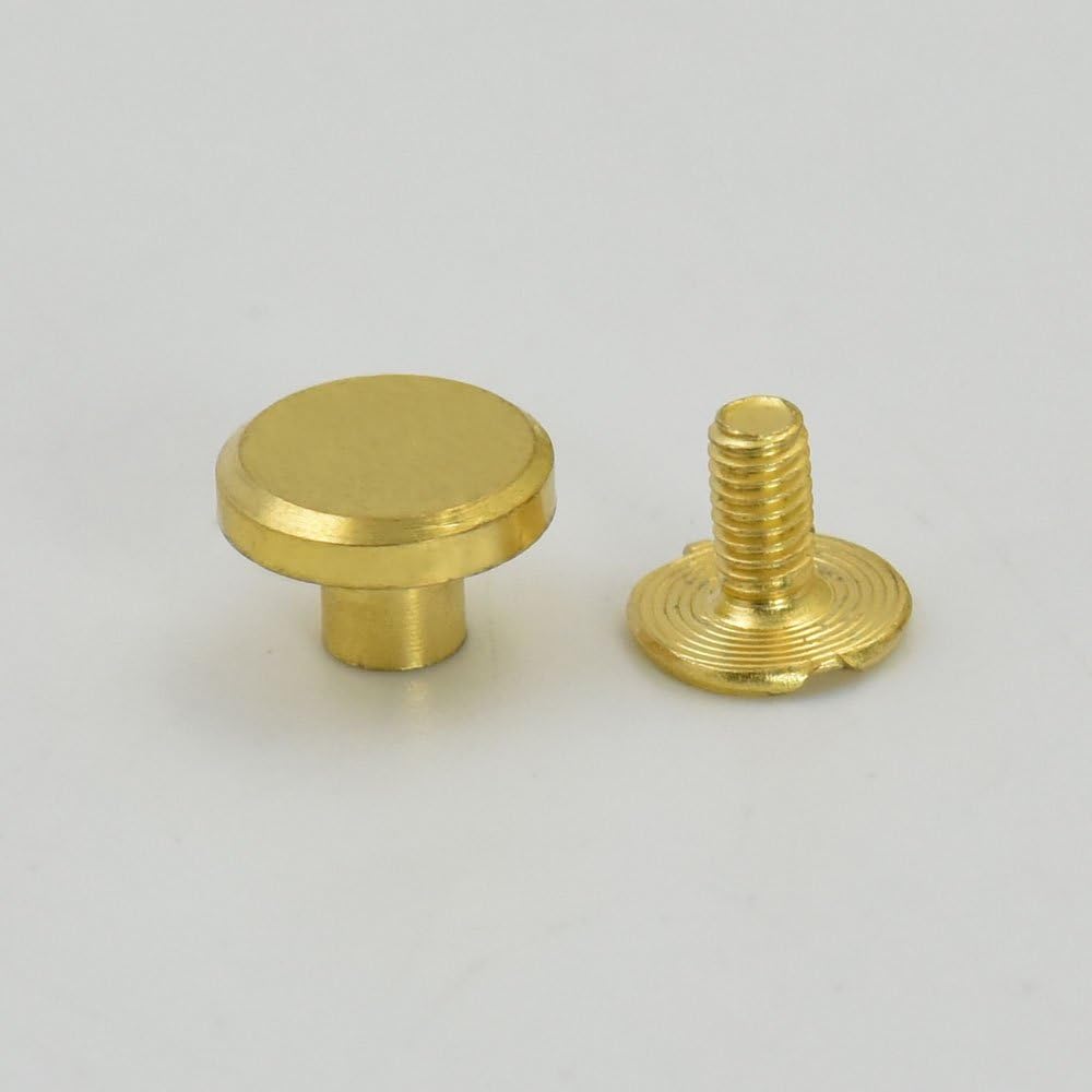 50 Sets 9.5mm 3/8" Brass Flat Head Button Stud Screwback spot For Screw Chicago nail Gold