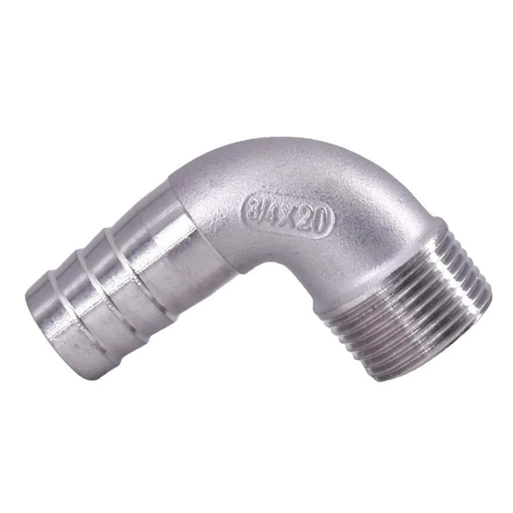 Stainless Steel elbow, 1/8" 1/4" 3/8" 1/2" 3/4" 1" 2" BSPT Male 6 8 10 12 14 15-60mm Hose Barb Elbow 90 Deg 304 elbow Pipe Fitting Connector, 1pcs ( Color : Elbow - Male , Size : 1l2 BSPT To 19mm )