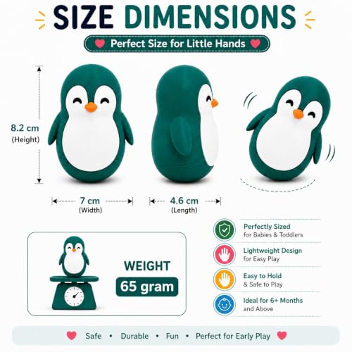 Image of Penguin Roly-Poly Toy, Wobble and Tumble Stress Relief Fidget, Fun Desk Toy for Kids and Adults (Forest Green)