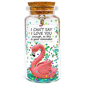 Flamingo Anniversary I Love You Tiny Message in a Bottle Presents Cute Romantic Gifts for Her Him Girlfriend Boyfriend…