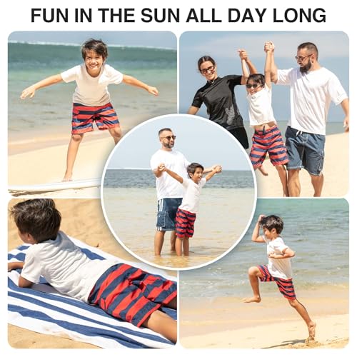 Image of Kanu Surf Boys' Victor Stripe Quick Dry Beach Board Shorts Swim Trunk