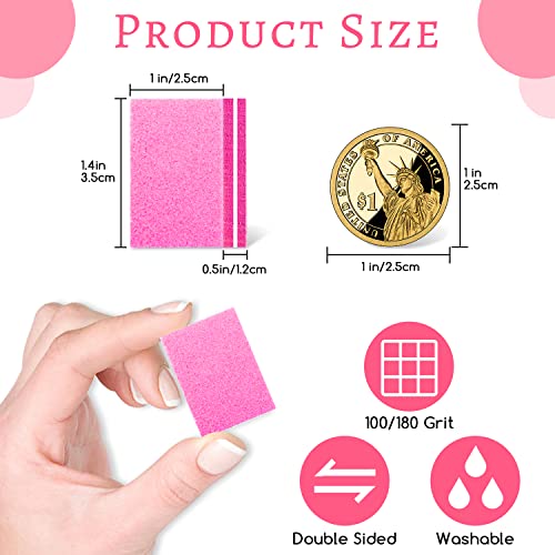 50Pcs Mini Nail Buffers - 100/180 Grit Nail Buffers Bulk For Natural Nails And Gel Polish, Nails Buffering, Portable Double-Sided Nail Buff Set For Buffing And Smoothing Nails (Pink) #TOP1