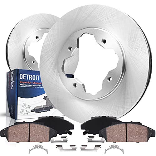 Image of Detroit Axle - Front Brake Kit Rotors & Ceramic Pads w /Clips Hardware Kit | Premium GRADE Replacement for 1990-1993 Accord
