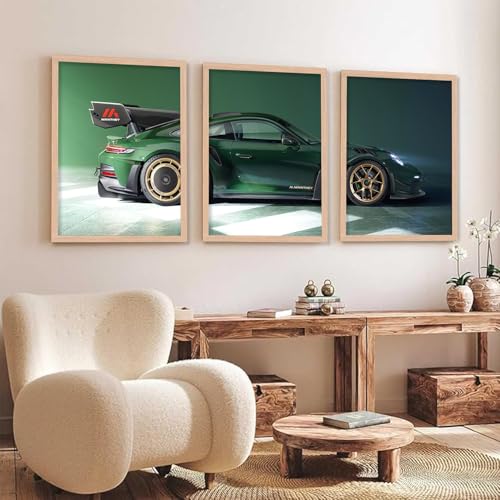 Image of TASVEE Car wall posters | set of 3 wall frames | posters for wall | Wall Decoration for Bedroom, Living Room & Office | Best Gift for Boys & Car Lovers (A9, MEDIUM 10X13, Framed)
