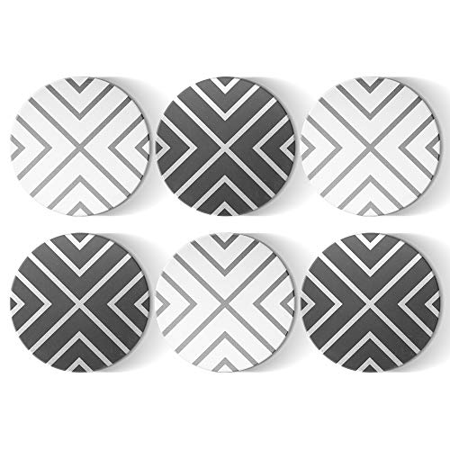 ComSaf Posavasos para Bebidas, Posavasos de Piedra de Cerámica con Base de Corcho, Conjunto de 6, Diseño Decorativo Moderno para Vidrio Tazas Hogar Oficina Mesa Restaurante Cafetería(10CM)