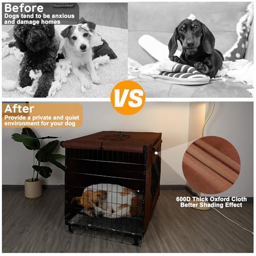 Dog Crate Cover 42 Inch Thickened Dog Kennel Cover Windproof Puppy Cage Covers with Mesh Windows on Both Sides Portable Crate Covers for Dogs Cages Fit for Indoor/Outdoor Use - Image 6