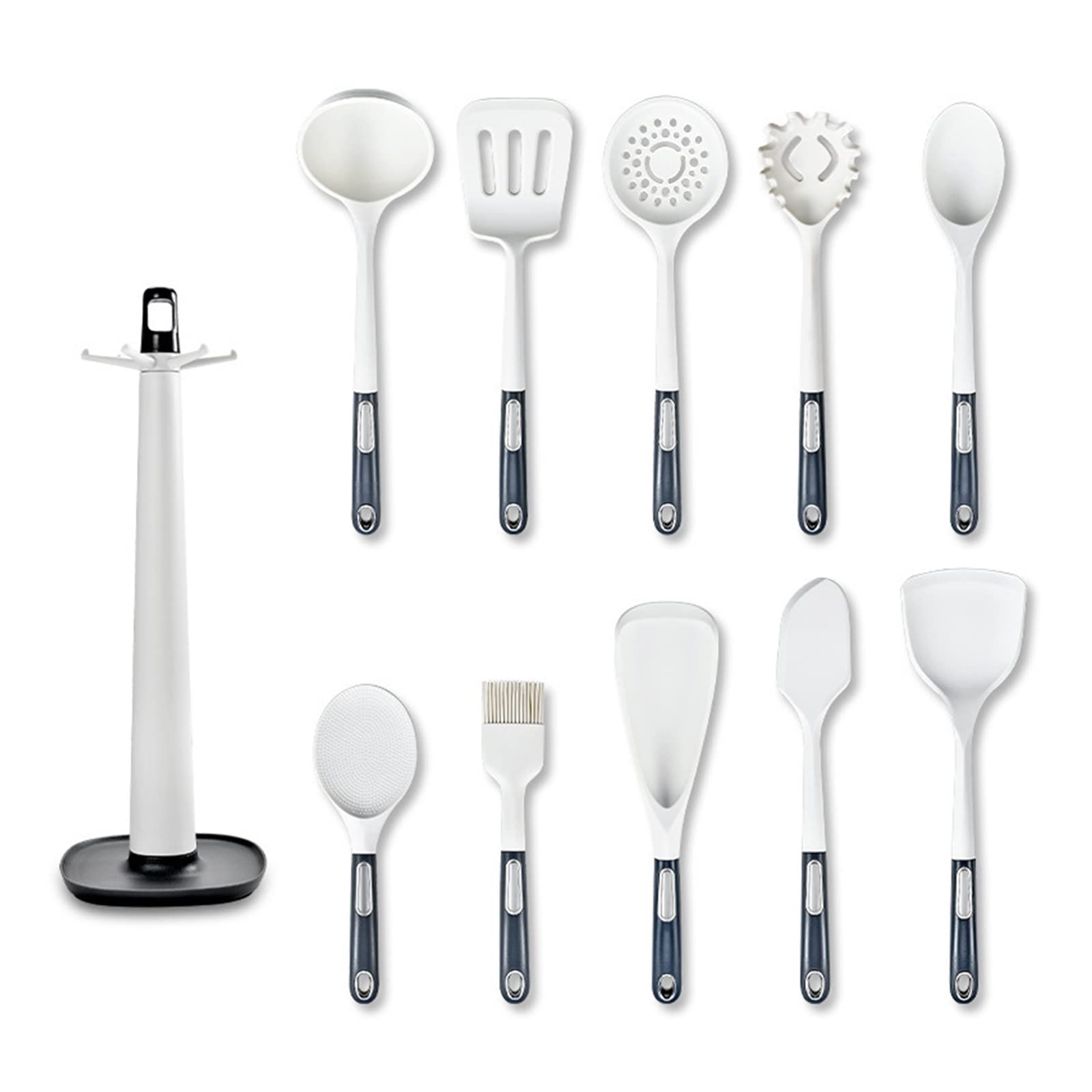 Juego de espátula de Silicona de 1/7/13P, Juego de Utensilios de Silicona antiadherentes Resistentes al Calor for repostería, Cocina, espátula, Cepillo de Aceite Leisurely (Color : White 13PCS