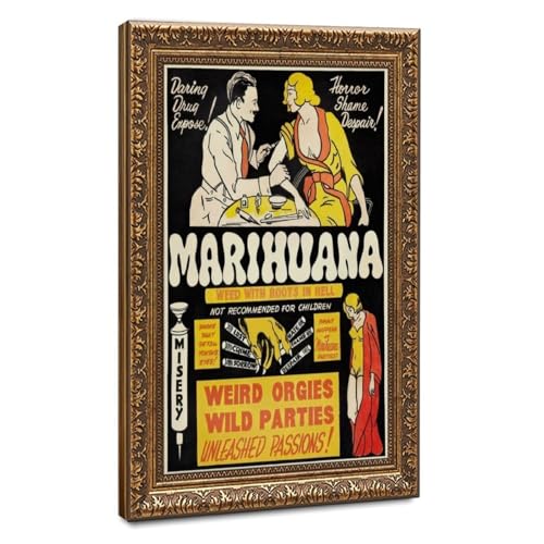 Affiche Marihuana Vintage Impression Toile Déco Murale 40x61 cm