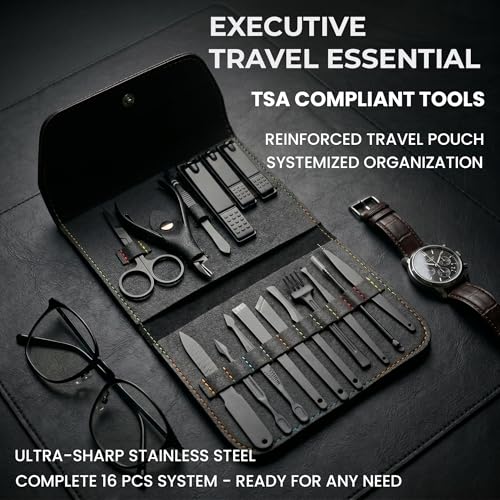 Image of Earth & I Manicure Kit for Men: TSA Compliant Nail Clipper Grooming Set