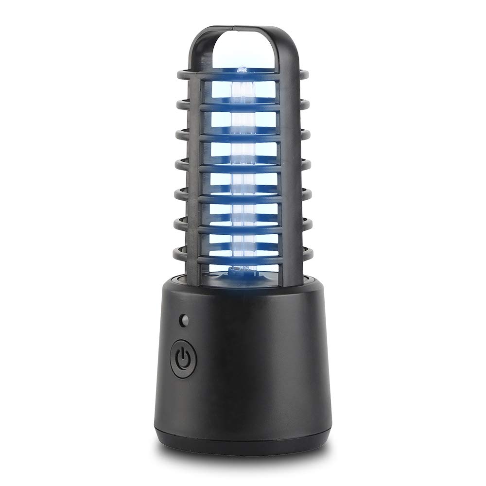 UV Lamp, Mini Portable UV-C+O₃ UV Light for Car, Bathroom, Closet, Office, Hotel, USB Charging - Black