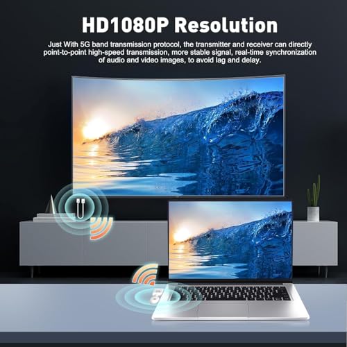 Image of Wireless HDMI CS7 Transmitter and Receiver Wireless Display Transmitter + Receiver for Screen Mirror and Extension Streaming Video /Audio Media Streaming Device
