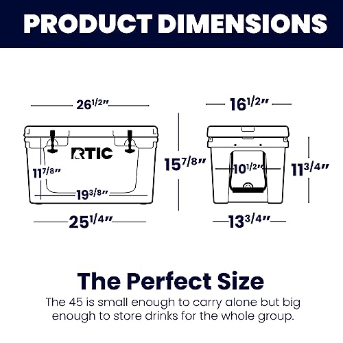 Rtic 45 Qt Hard Cooler Insulated Portable Ice Chest Box For Beach, Drink, Beverage, Camping, Picnic, Fishing, Boat, Barbecue, Lagoon #TOP1