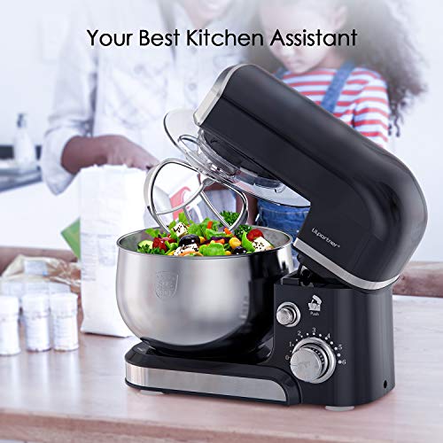 Lilpartner Stand Mixer, 1000W Professional Electric Kitchen Mixer Food Mixer, 6-Speed Tilt-Head Dough Mixer with 4-Qt Stainless Steel Bowl, Mixing Beater, Whisk, Dough Hook, Scraper &Splash Guard