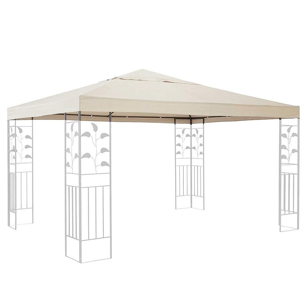 Auvent de rechange pour tonnelle 3x3m en tissu polyester 300D beige pour terrasse