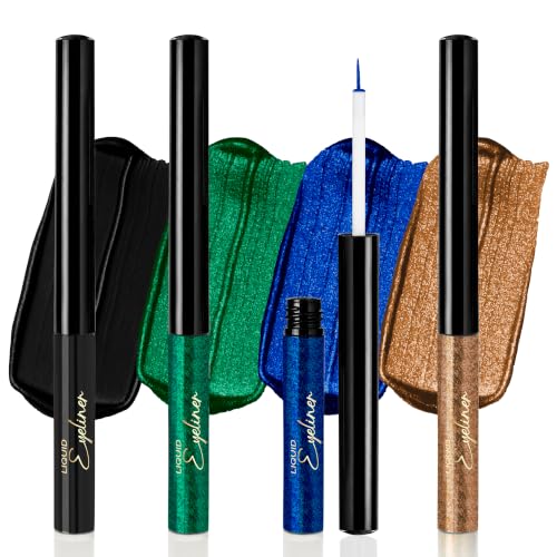 Image of Parul Garg Beauty PARIE Black Matte, Emerald Green, Sapphire Blue & Bronze Brown Shimmer Liquid Eyeliners Pack of 4| Waterproof, Long-Lasting & Quick-Drying | Precision Applicator | Enriched with Argan Oil | Intense Shimmer Finish | 3 ml