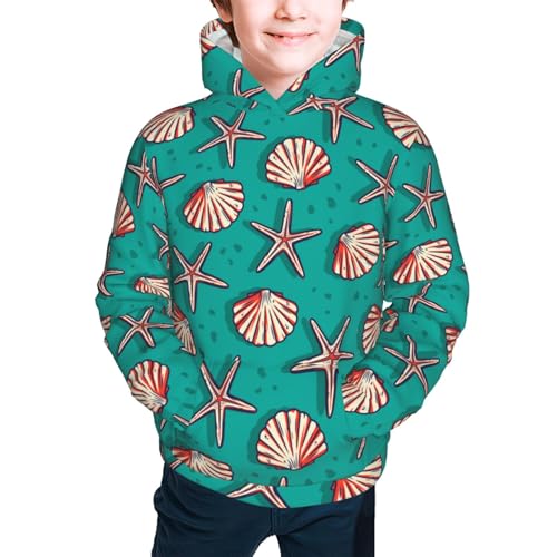 Starfish and Shell Kid Hoodies Boys Sweatshirts Girls Pullover with Pocket3