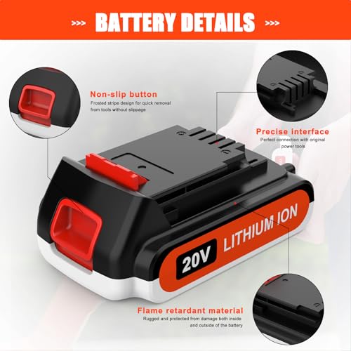 Securelyte 2 Pack 4.0Ah Replacement for Black and Decker 20v Lithium Battery Compatible with LBXR20 LBXR2020 LBX20 LBXR2520 LB2X4020 LB2XR20, Extended Runtime for Cordless Power Tools